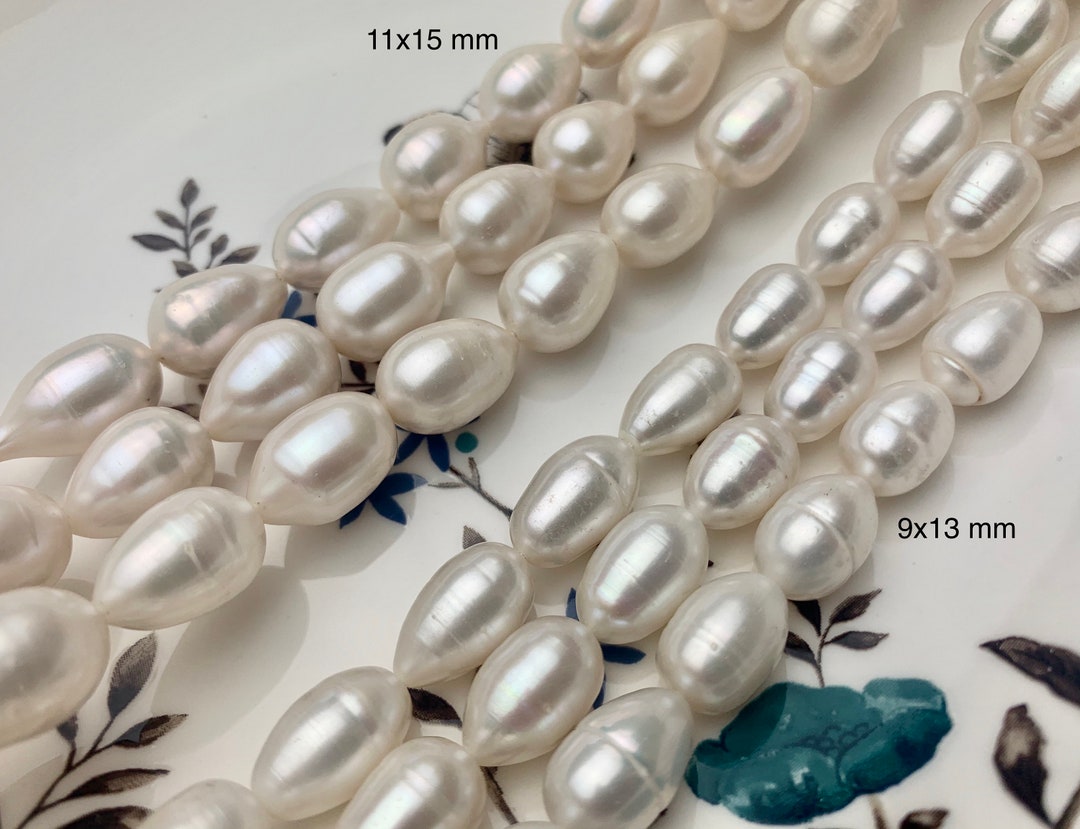 9-11x13-15 Mm AA Natural White Tear-drop Rice Shape Freshwater