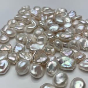 ONE Piece AAA 8x9-11 mm Top Quality High Luster Through Drilled Freshwater Keshi Pearl Beads Genuine Natural White Keshi Pearls #1647-TH