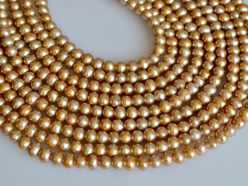 Large Hole Beads 06-LHPCP0607 6-7 mm Large Hole Potato Freshwater Pearl Light Champagne Color Hole Size 1.8mm Large Hole Pearl Beads