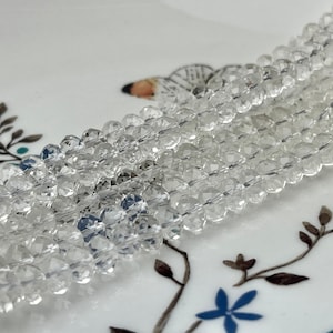 2x3mm 3x4mm 4x6mm AAA Natural Color Micro Faceted Rondelle Clear Quartz Gemstone Beads Quality Tiny Gemstone Loose Beads  # 2427