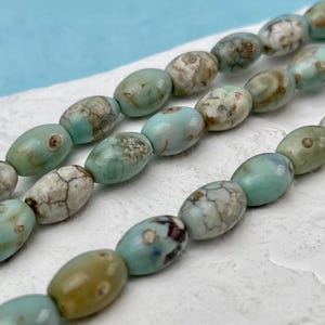 8x12 mm Natural Color Smooth Barrel Shape Dragon Skin Agate Gemstone Beads Natural Blue Green Color Agate Gemstone Beads. #2367