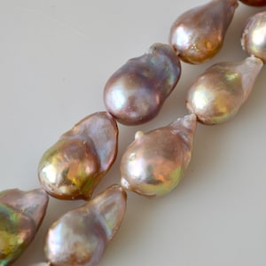 13-18 x 22-30 mm Jumbo Natural Pink Baroque Pearl, Natural Pink Genuine Baroque Pearl Beads, Natural Pink Baroque Pearls #525