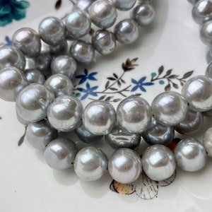 12-15 mm Half Strand Large Hole Extra Shiny Silver Gray Graduated Freshwater Edison Pearl Beads 1.5mm or 2.2mm Hole Natural Pearls #364