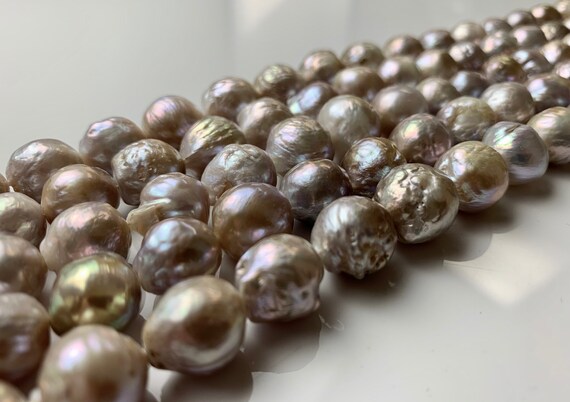 #117 10 to 13 x 21 mm Large Hole Graduated Baroque Freshwater Pearl Peacock