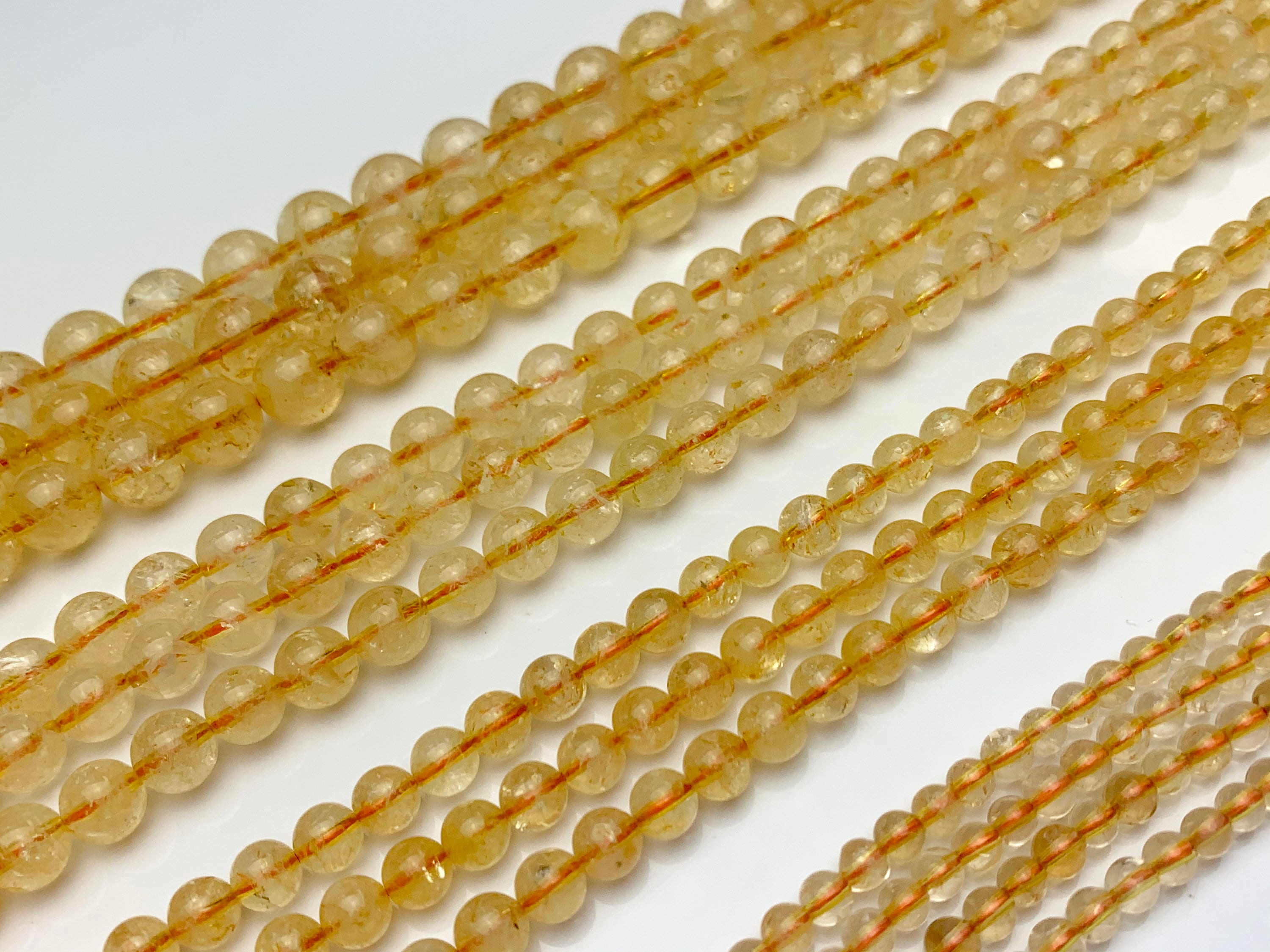 Perles Rondes En Citrine Naturelle AAA - Tailles 4 à 15mm - Pour Création De Bijoux De Luxe