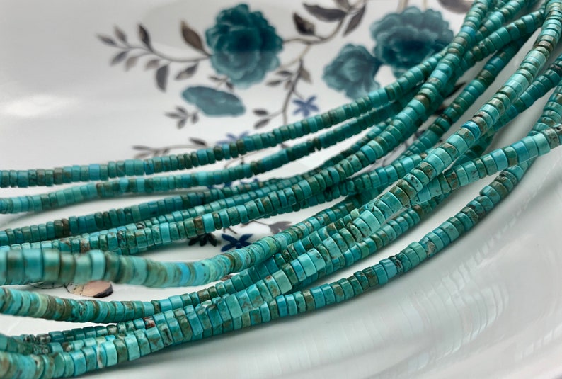4 mm Natural Turquoise Heishi Rondelle Shape Genuine Natural Multi Color Turquoise Gemstones Loose Beads 15 Inches Strand #3250