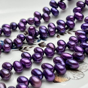 5x7mm AA Top Geboord Paarse Kleur Rijst/Ovale Zoetwaterparel Kralen Echte Hoge Glans Dansen Gekweekte Zoetwaterparels #P2020