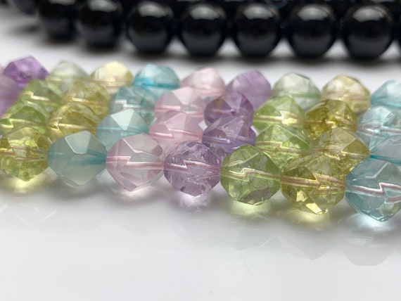 Genuine Natural Crystal Clear Quartz Loose Beads Grade AAA Star Cut Faceted Shape 7-8MM