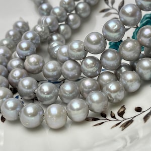 11 mm Half Strand High Luster Potato Gray Freshwater Pearl Beads  2.2mm Hole Genuine Large Hole Cultured Freshwater Pearls #31