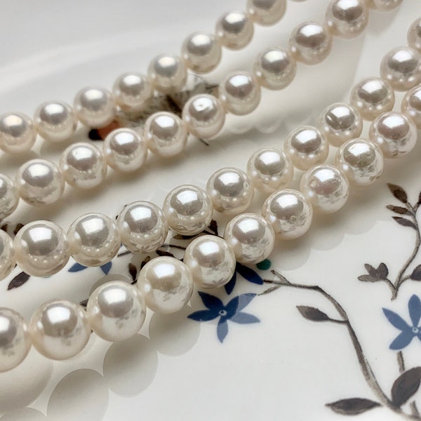 Perle d'acqua dolce rotonde perfette bianche naturali extra lucide da 8 mm Perle di perle naturali autentiche Perle da sposa bianche ad alta lucentezza #1803