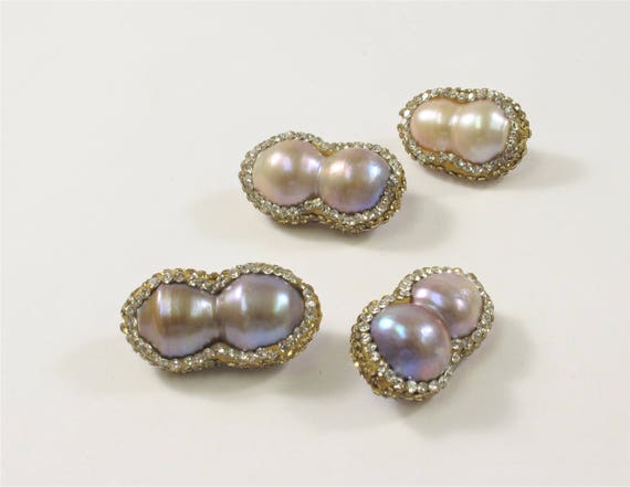 3 Colors Large Hole Baroque Pearl With Pave Gold /& Color Rhinestone Pendant #737