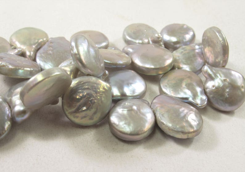 10-11 x 12-13 mm Top Drilled Teardrop Coin Freshwater Pearl Beads Silver Gray OR Champagne 583-CPMIX1013 Genuine Cultured Coin Pearl Beads