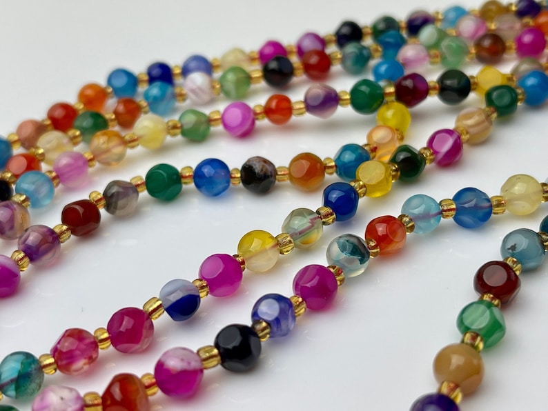 6 mm Faceted Star Cut Agate Gemstone Beads Genuine Faceted Multi Color Agate Gemstone Loose Beads 15 Inches Strand 50 Beads 4193 image 5