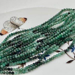 2.5 mm Natural Shaded Emerald Gemstone Beads Faceted Round Shape Genuine Green Emerald Tiny Gemstone Bead 12.5 Inches Strand #4144