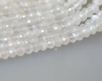 Natural 3mm Finely Cut Matrix Moonstone Faceted Beads Genuine Gemstone