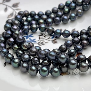 54 inch Hand Knotted 8mm Potato Freshwater Pearl Necklaces Peacock OR Silver Gray, Genuine Cultured Pearl Long Bridal Necklace #305