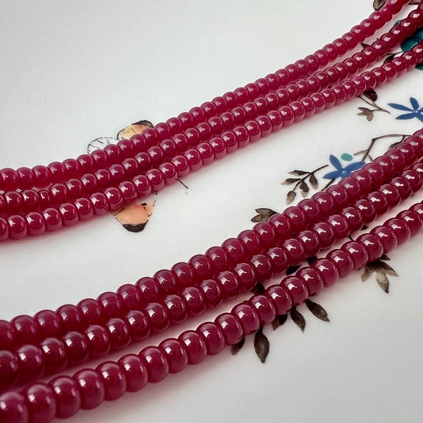 3x4mm 3x5mm 4x6mm Smooth Rondelle Red Ruby Gemstone Beads 15.5 Inches #4438