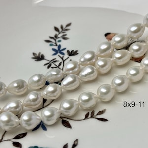 7-8x9mm AAAA Natural White Freshwater TearDrop Baroque Edison Pearl Genuine Natural Super High Luster Akoya Quality Freshwater Pearls #1668