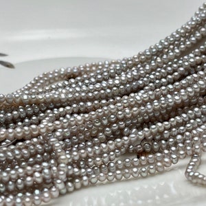 2.5 mm AAA Gray Color Tiny Freshwater Potato Pearl Beads Genuine Freshwater Silver Gray Color Potato Seed Pearl Beads #P1986