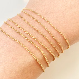 18 Inches 14K Genuine Gold Chain With Spring Clasp, Solid 14K Gold Chain Necklace, Oval Link 1.3/1.5mm #1016