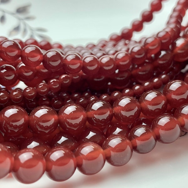 4mm 6mm 8mm 10mm 12mm 14mm AAA Natural Smooth Round Carnelian Beads July Birthstone Natural Dark Red Carnelian Beads 15 Inches Strand #2874