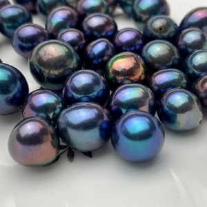 ONE Piece Rare AAA 10-15 mm Top Quality Peacock Color Half Drilled Baroque Freshwater Pearl Genuine Irregular Shape Edison Pearls #P1259