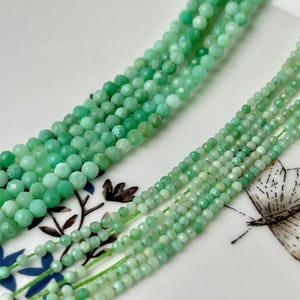 2mm 3mm 4mm AAA Natural Faceted Round Chrysoprase Gemstone Beads Genuine Green Chrysoprase Beads 15.5 Inches #2053