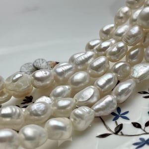 10x12-13mm AAA Large Hole Natural White Rice Nugget Freshwater Pearls Bead Hole Size 2.1mm Genuine High Luster Pearl 31 Beads  #P2042