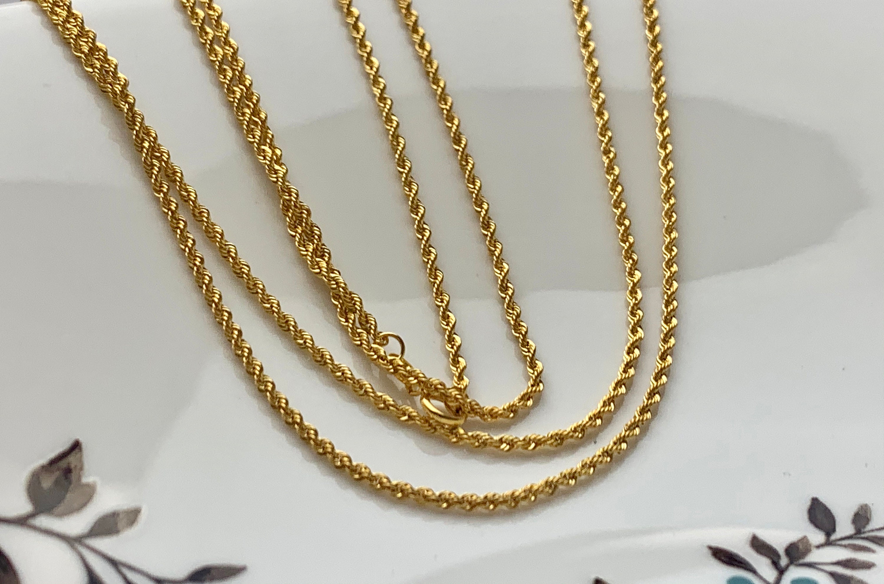 23.5 Inches 18K Genuine Solid Gold Chain With Spring Clasp