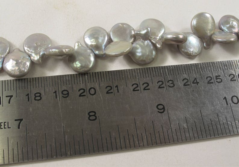 10-11 x 12-13 mm Top Drilled Teardrop Coin Freshwater Pearl Beads Silver Gray OR Champagne 583-CPMIX1013 Genuine Cultured Coin Pearl Beads