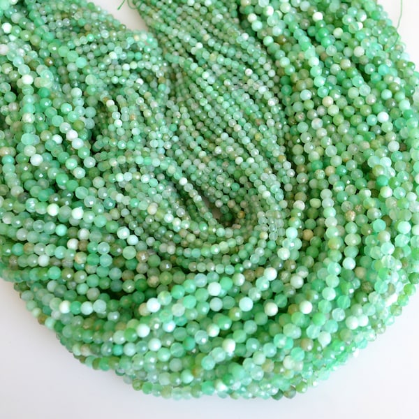 WHOLESALE 2.5 mm Natural Chrysoprase Gemstone Beads Faceted Round Shape    #2053