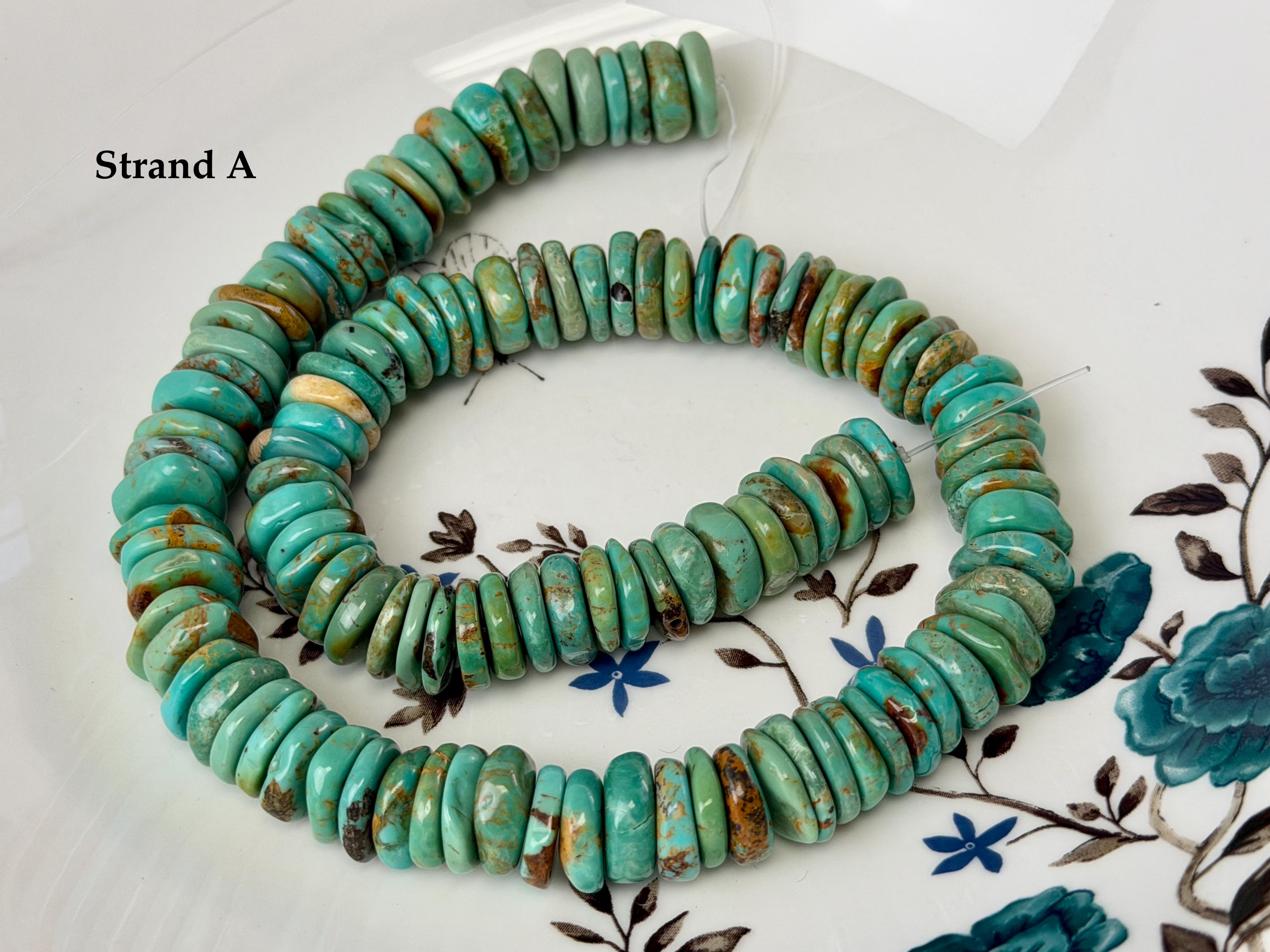 Cut Turquoise Disc One-of-a-kind 12-14mm AAA Natural Turquoise Rondelle Disc Shape Natural ...