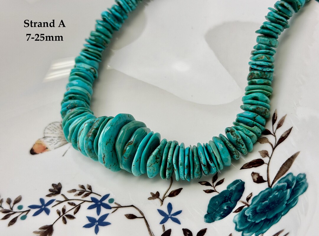 Cut Turquoise Disc One-of-a-kind 7-28mm Natural Turquoise Graduated Rondelle Disc Shape ...