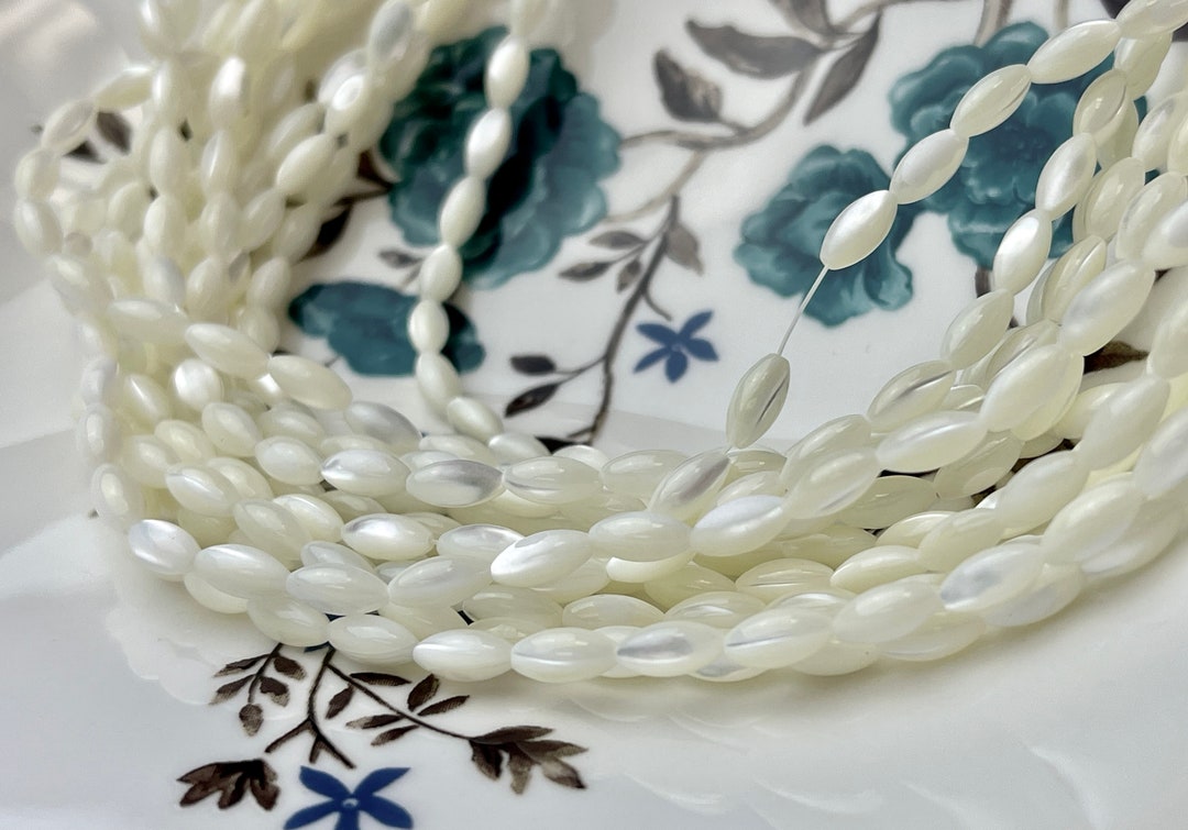 Wholesale Natural 6x9mm White Jade Rice Shape Gemstone Loose Beads 15Strand AAA