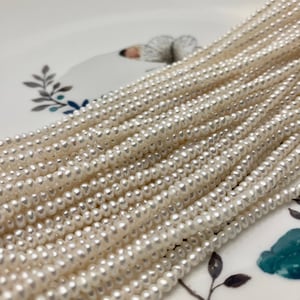 1.5x2.5-3 mm AAAA Natural White Tiny Freshwater Pearl Roundel/Button Shape Genuine Top Quality Freshwater Seed Potato Pearl Beads  #P1590