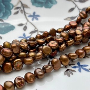 6-7 mm AAA Keshi Nugget Freshwater Pearl Beads Gray OR Bronze Copper Color Genuine Keshi Freshwater Pearls  #343