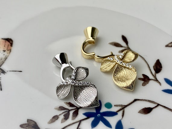 14x23 Mm 925 Sterling Silver Leaf Shape Clasp Genuine Sterling