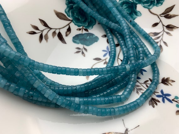 Perline Di Giada Blu Naturale 2mm 3mm 4mm Sfaccettato Rotondo - Foto 3