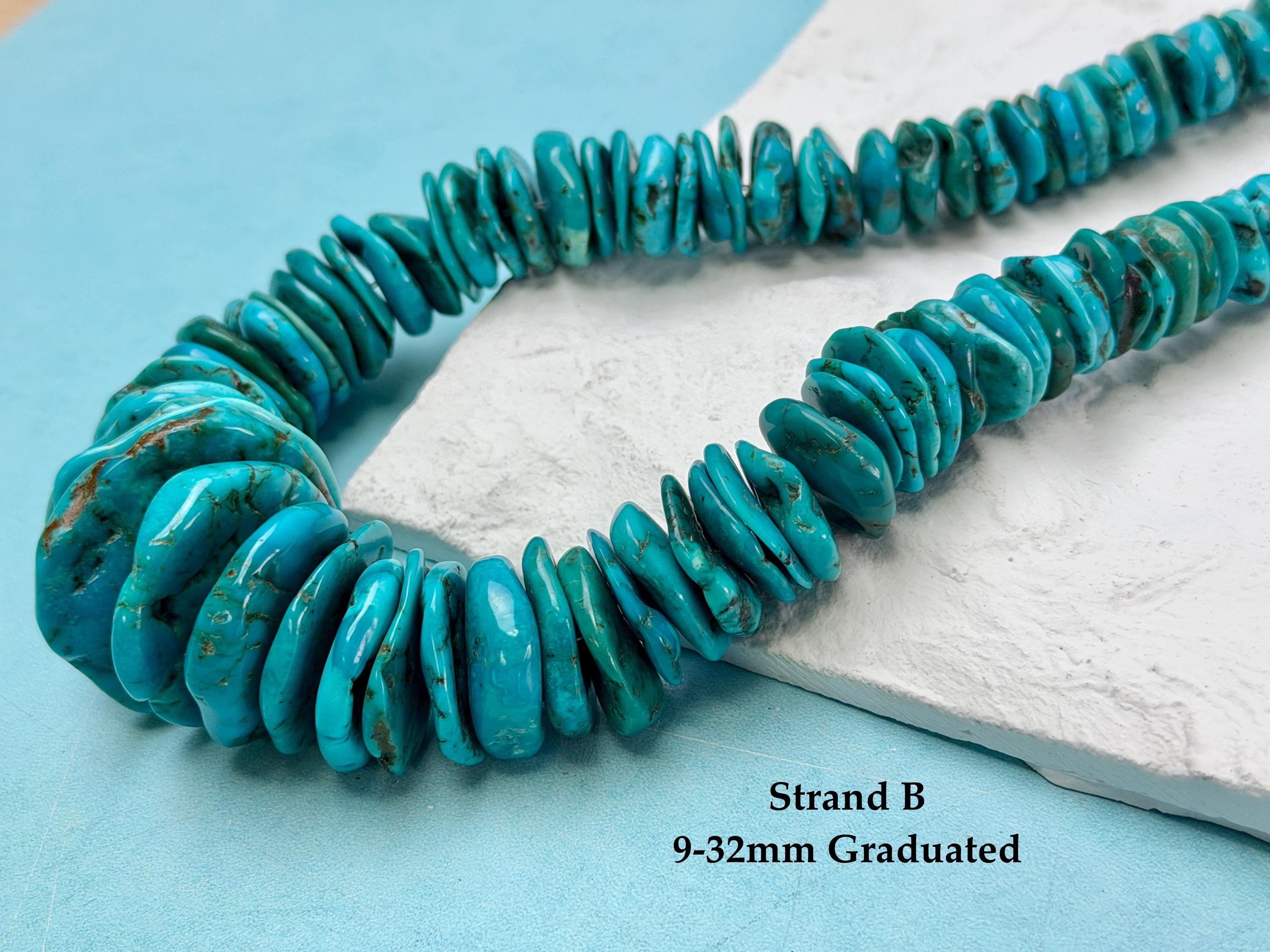 Cut Turquoise Disc One-of-a-kind 7-32mm Natural Turquoise Graduated Rondelle Disc Shape ...