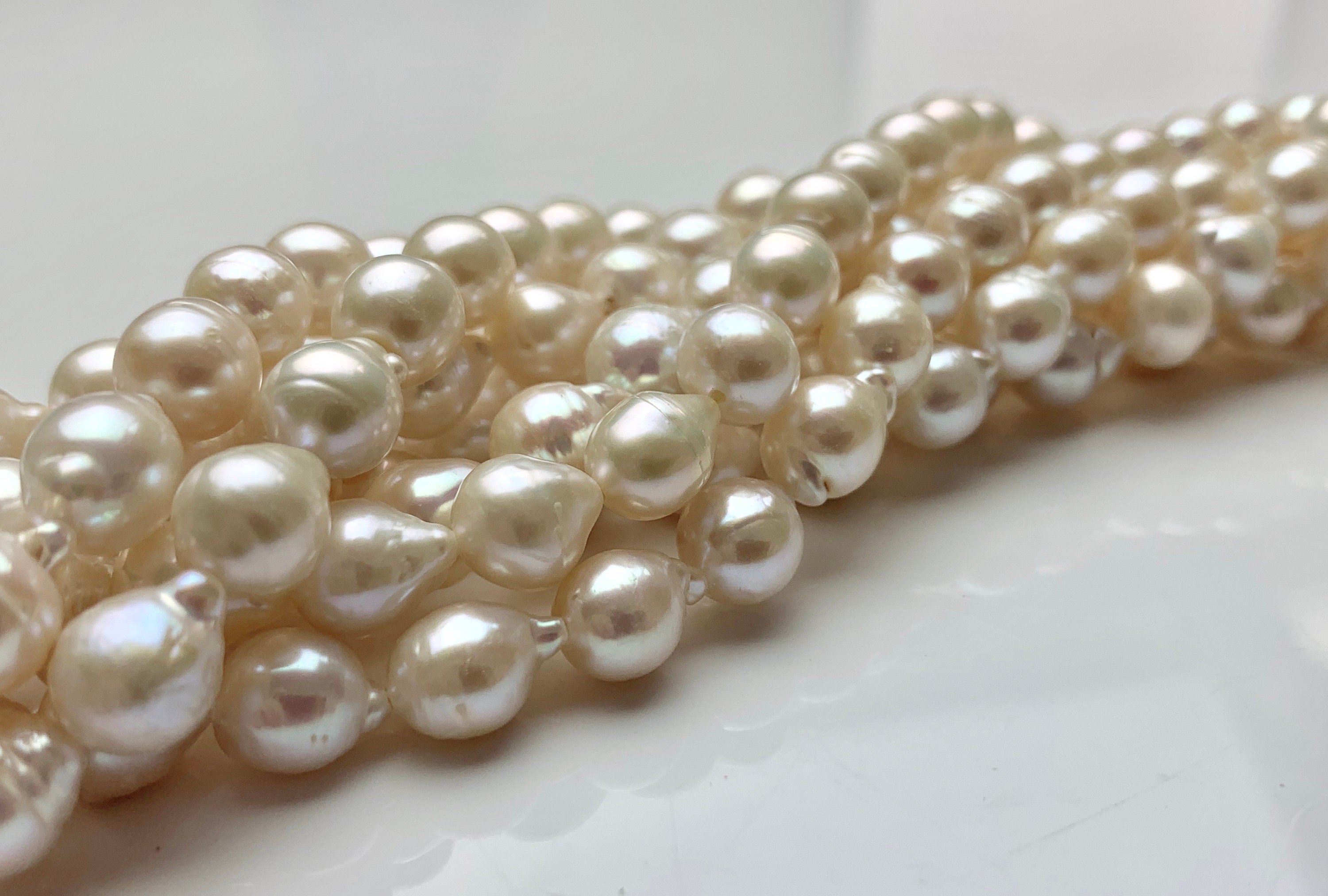 8x9-10 Mm AA Natural White Edison Baroque Freshwater Pearl