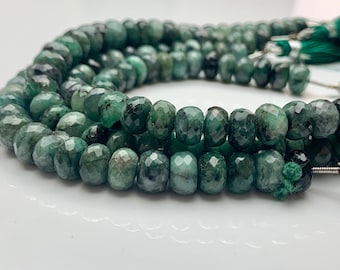 6mm 7mm 8mm AAA Natural Color Emerald Gemstone Beads Faceted Rondelle Shape Genuine Top Quality Emerald Gemstone Bead 8 Inches Strand #2121
