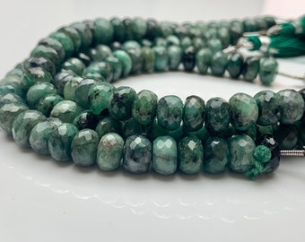 6mm 7mm 8mm AAA Natural Color Emerald Gemstone Beads Faceted Rondelle Shape Genuine Top Quality Emerald Gemstone Bead 8 Inches Strand #2121