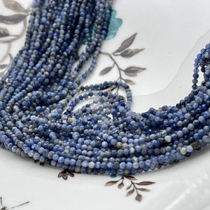 2 mm gefacetteerde ronde kleine multi blauwe sodaliet edelsteen kralen echte natuurlijke sodaliet losse kralen 13 inch strand #4140