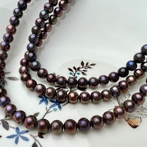 6-6.5 mm oder 7-7.5 mm AAA Purplish Peacock Farbe Halbrunde Süßwasserperle Echte hohen Glanz Peacock Runde Süßwasserperlen #1379