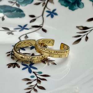 Cute Dainty Roman Numeral/Days of The Week Ring, Gold Filled Engraved Ring, Trendy Open Adjustable Circle Ring, Simple Engraved Ring #CR0044