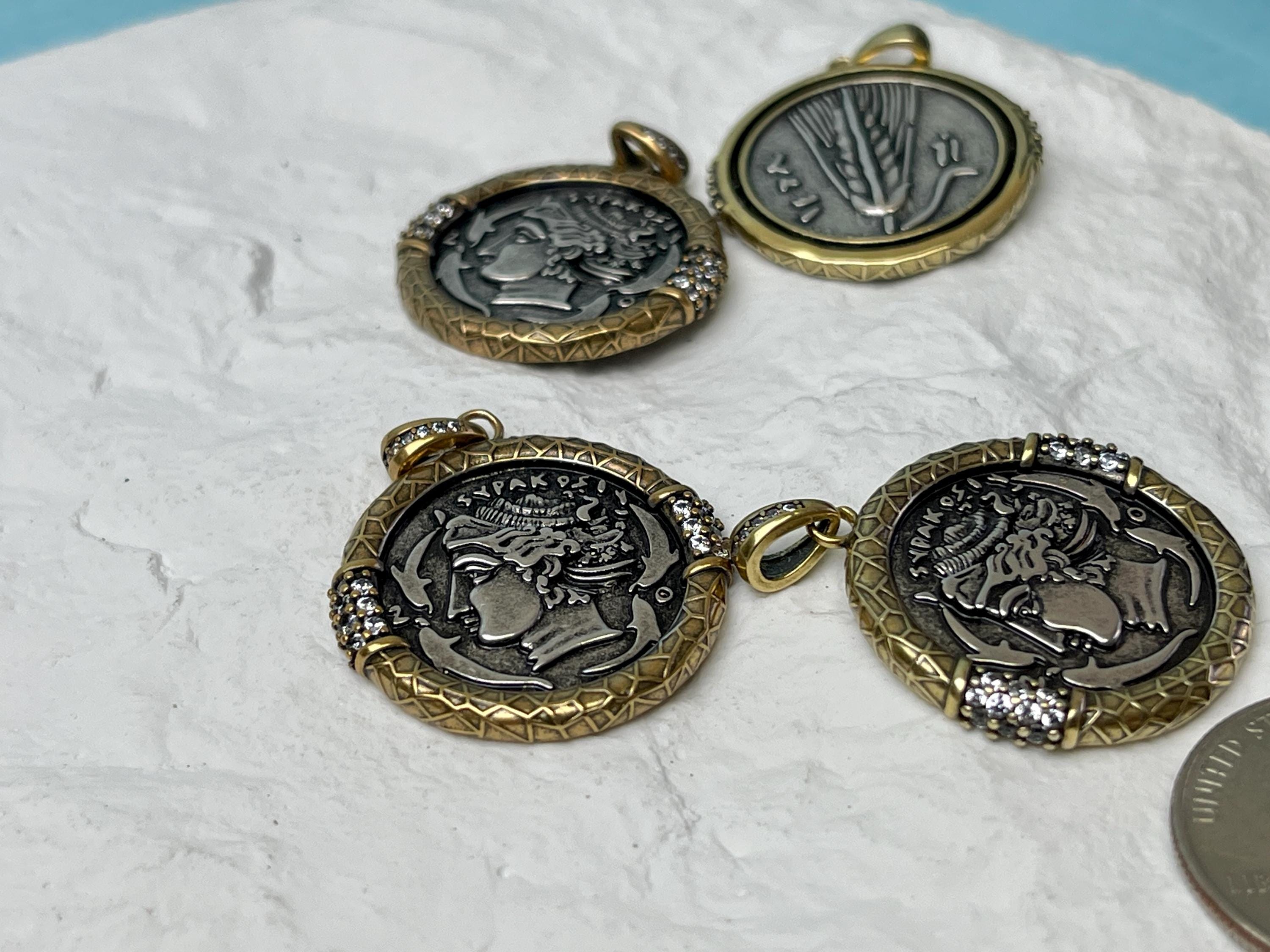 ワンピース 22 mm ギリシャ真鍮コインペンダント 金具 アンティーク