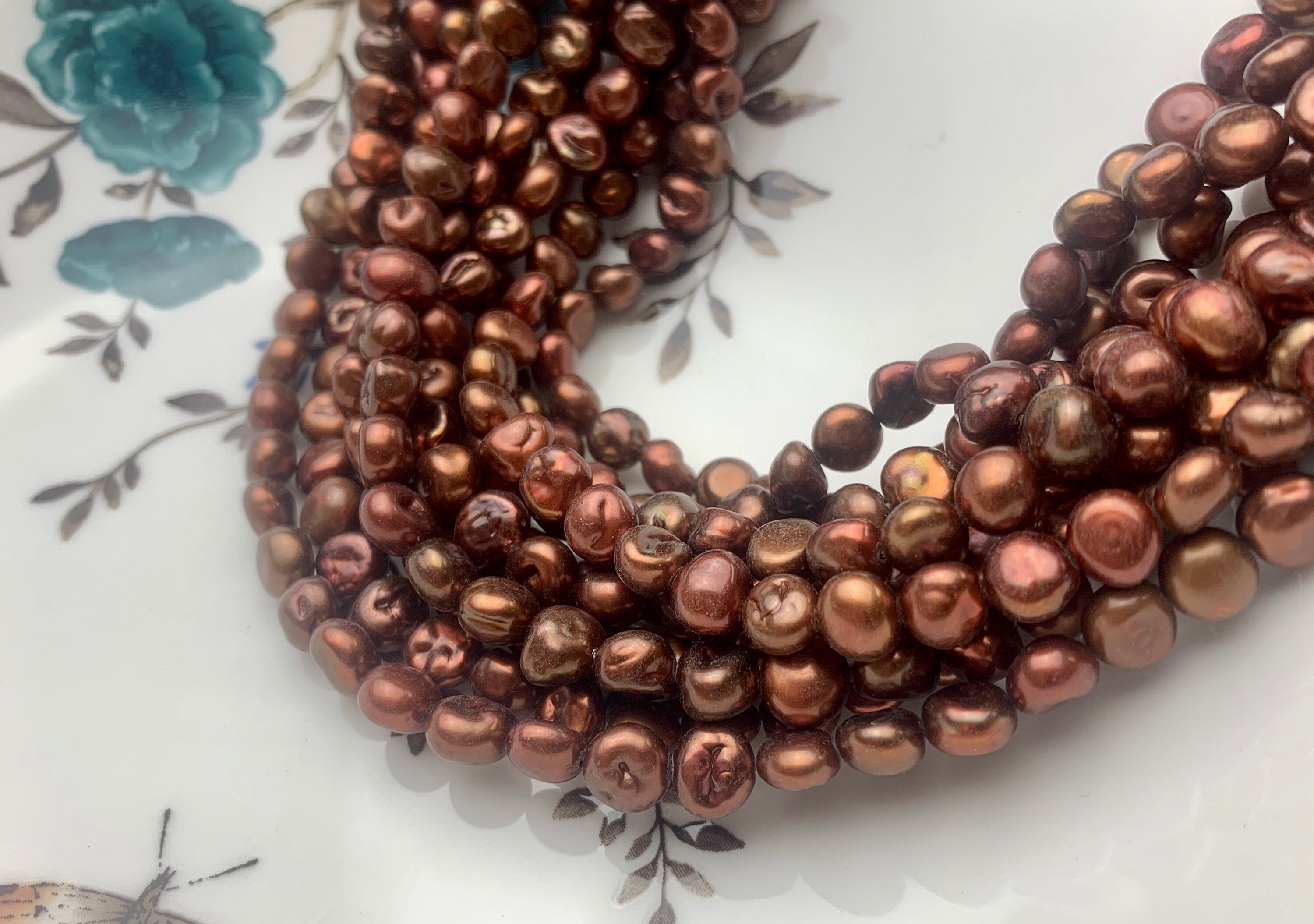 6x6.5-7 Mm Dark Browm Color Freshwater Keshi Pearl Beads