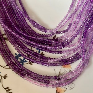 2x3.5-4 mm AAA Natural Gradient Color Faceted Rondelle Amethyst Gemstone Beads High Quality Micro Faceted Amethyst Gemstone Beads  # 2429