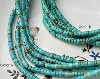 4-4.5 mm Turquoise Heishi Rondelle Shape  Loose Beads 15 Inches Strand #2585