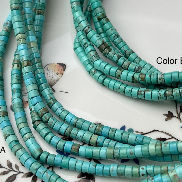 4-4.5 mm Turquoise Heishi Rondelle Shape  Loose Beads 15 Inches Strand #2585